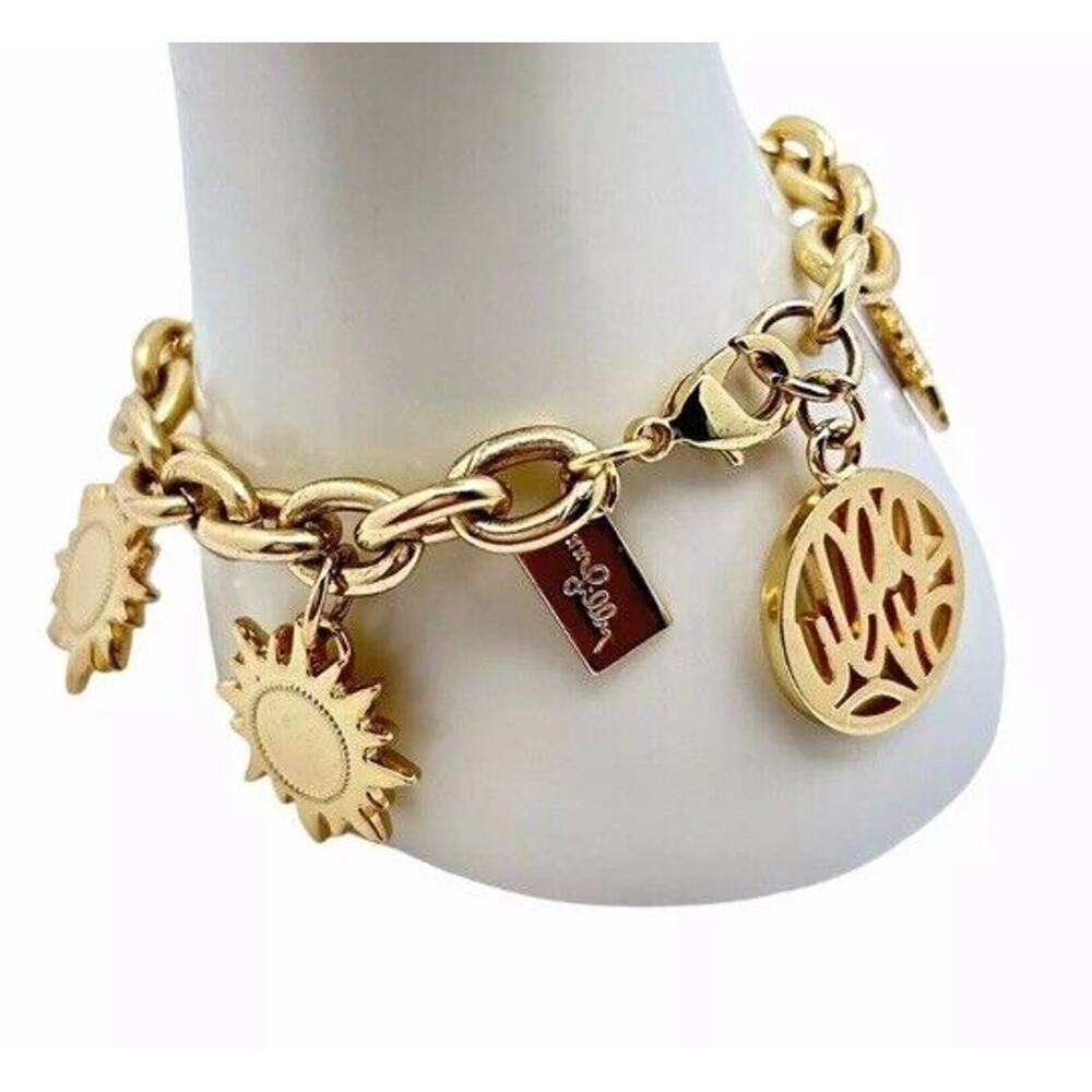 Lilly Pulitzer Charm Bracelet Gold Sunshine Sunflowers Logo NWOT - Picture 6 of 8